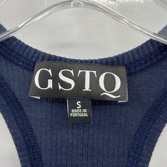 GSTQ Women's Ribbed Tank Top - Navy - Small - Picture 3 of 6